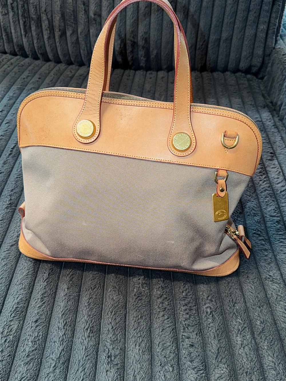 Vintage Dooney & Bourke Cabriolet Canvas Leather Dome Satchel
